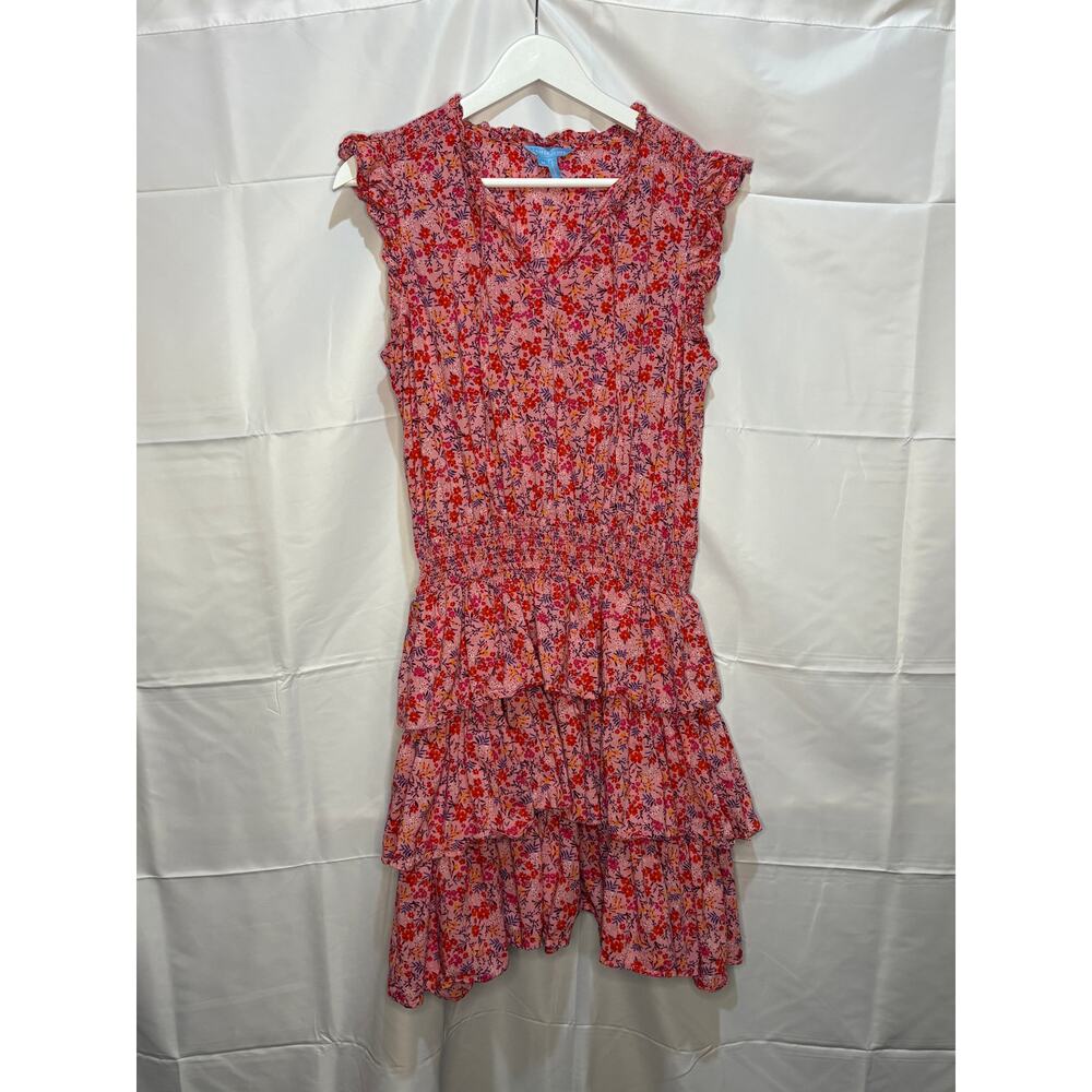 Draper James Floral Pink Tiered Ruffled Pink Summer Sundress Dress Size M